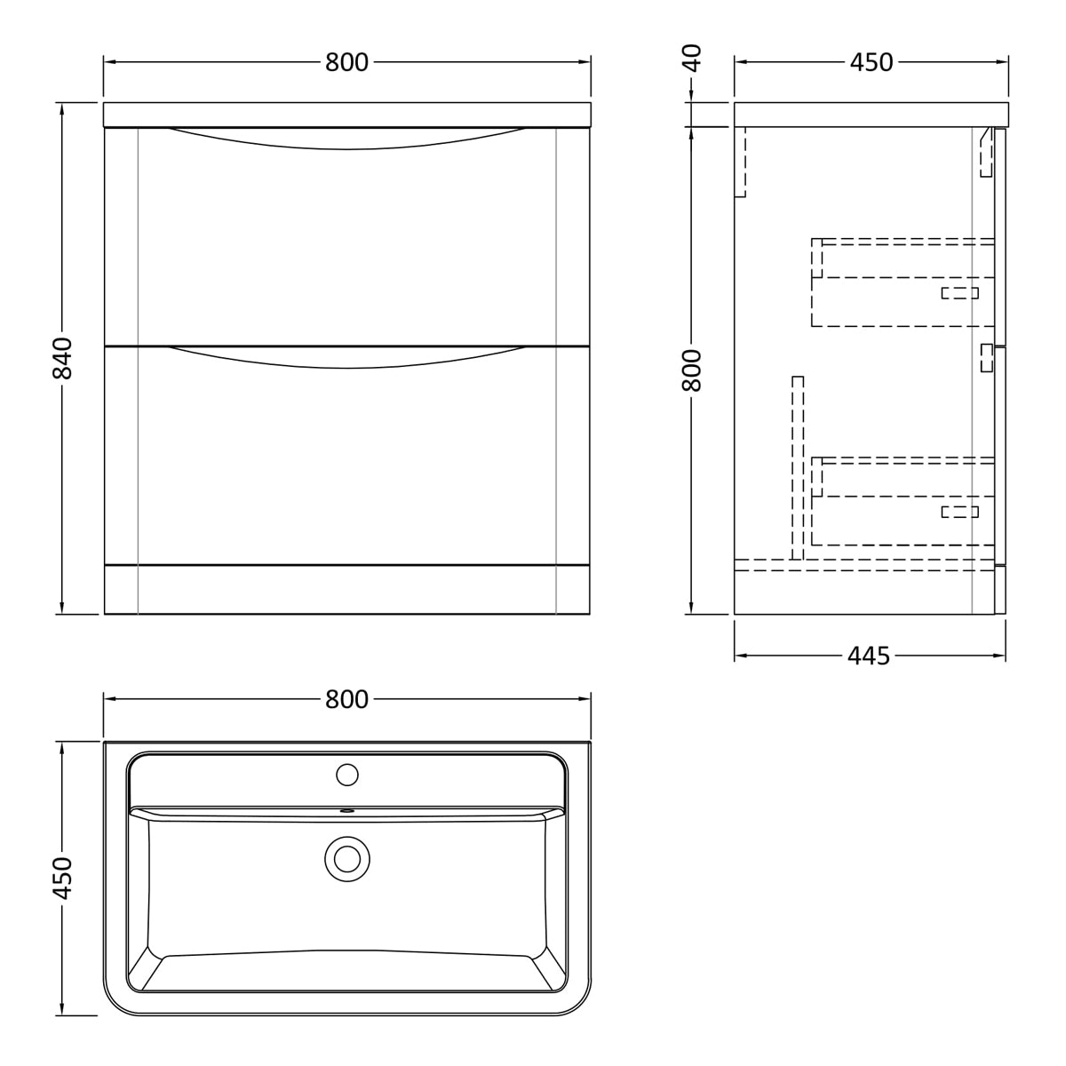Fairford Eclipse 800mm 2 Drawer Satin Blue Floor Standing Vanity Unit