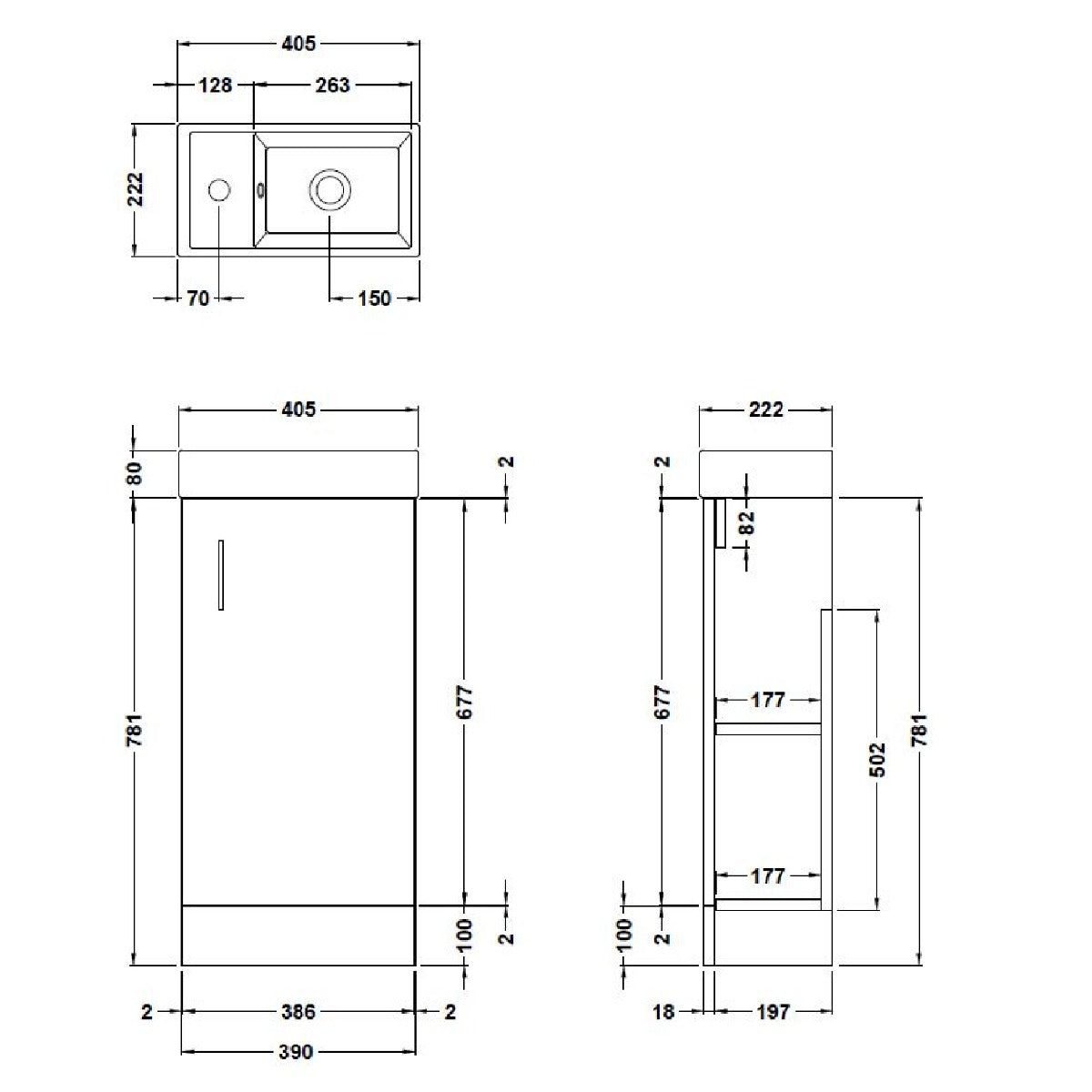 Fairford Minimalist 400mm Hacienda Black Floor Standing Vanity Unit