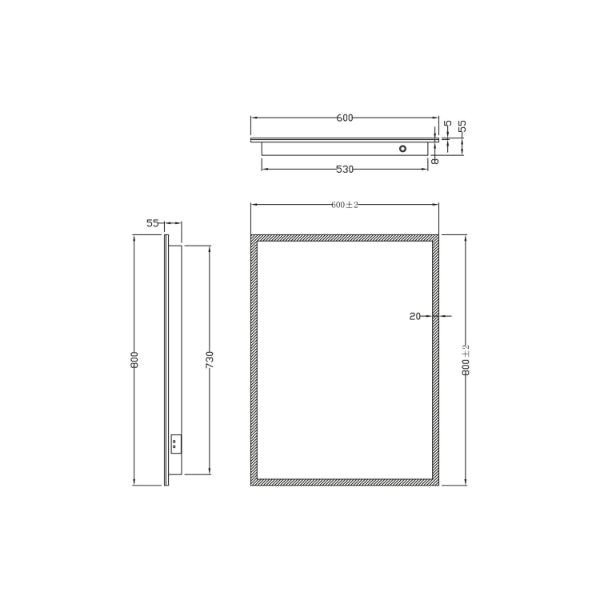 Fairford Mosca Led Mirror With Demister Pad And Shaver Socket - 600mm X800mm