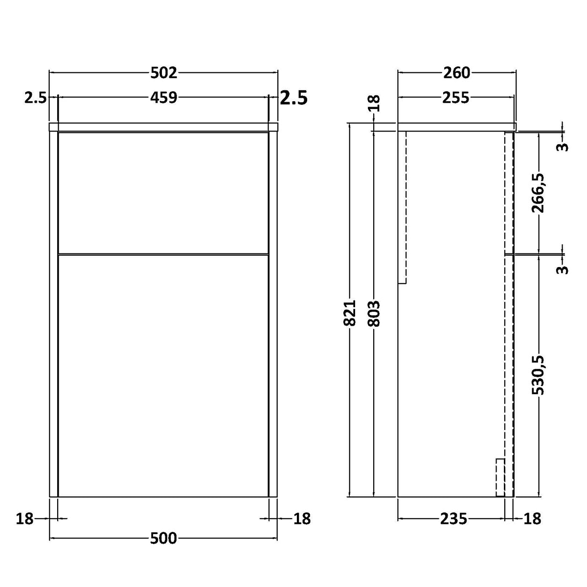 Fairford Anika 500mm Oak Woodgrain WC Unit