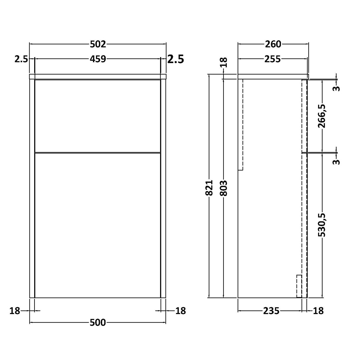 Fairford Anika 500mm Graphite Woodgrain WC Unit