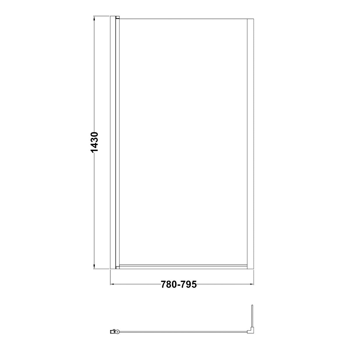 Fairford 6mm L Shaped Shower Bath Screen, Matt Black