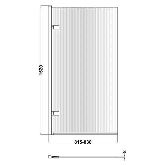 Fairford 8mm Matt Black Square Hinged Bath Screen