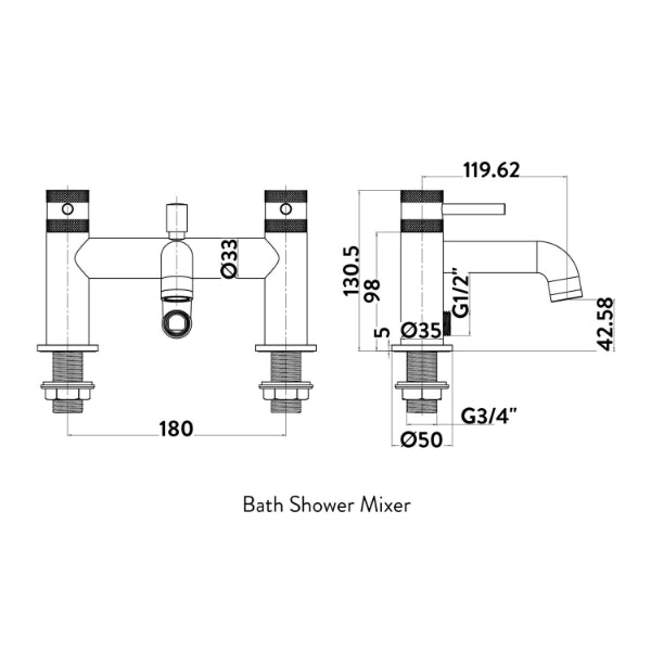 Fairford Element 7 Chrome Bath Shower Mixer