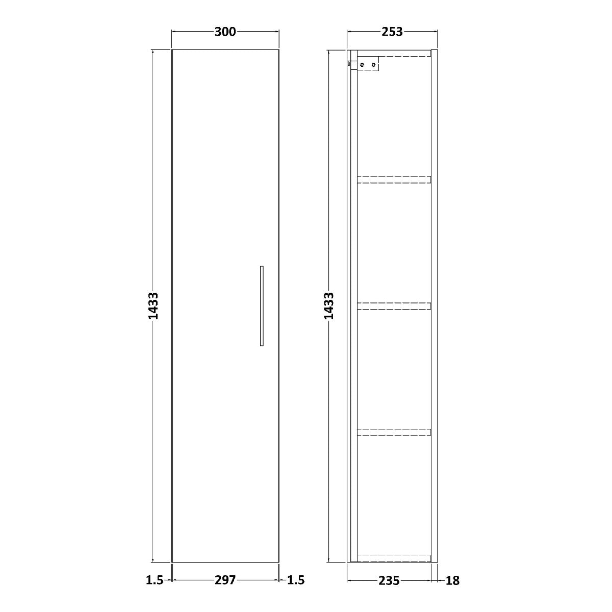 Fairford Aspri 2 300mm Solace Oak Tall Unit