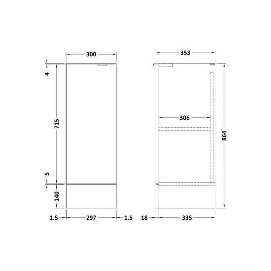 Fairford Union 300mm Grey Gloss Full Depth Basin Unit
