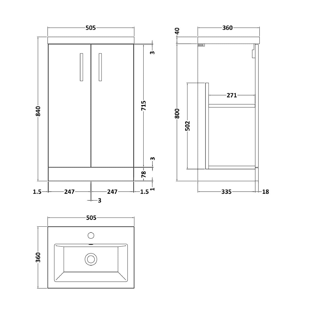 Fairford Aspri 500mm Solace Oak 2 Door Floor Standing Vanity Unit