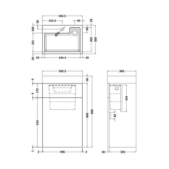 Fairford White 500mm 2 in 1 WC Unit and Basin Set