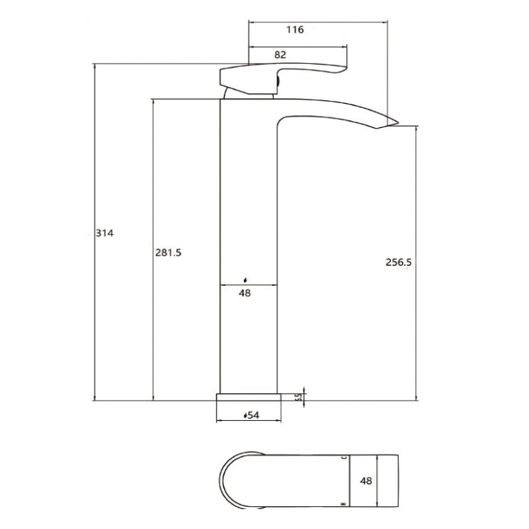 Rivato Reno Black High Rise Basin Mixer