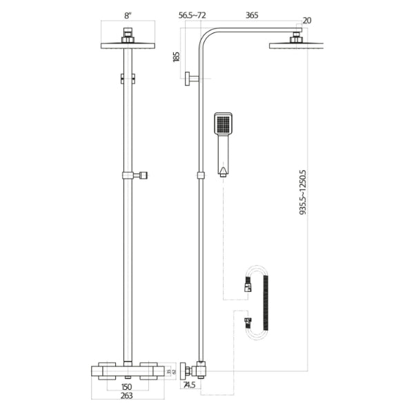 Fairford Earlwood Brushed Brass Exposed Shower Kit