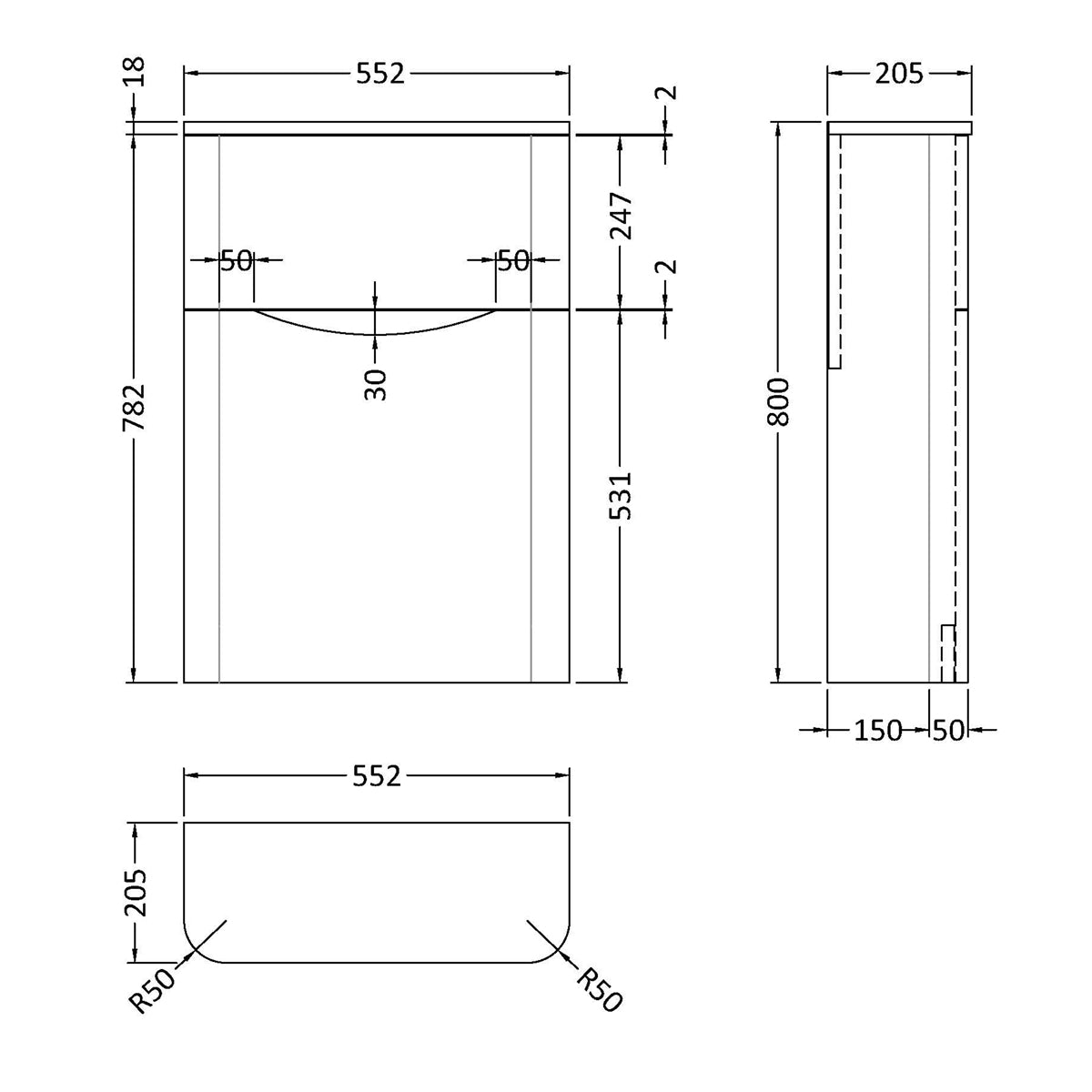 Fairford Eclipse 550mm Satin Anthracite WC Unit