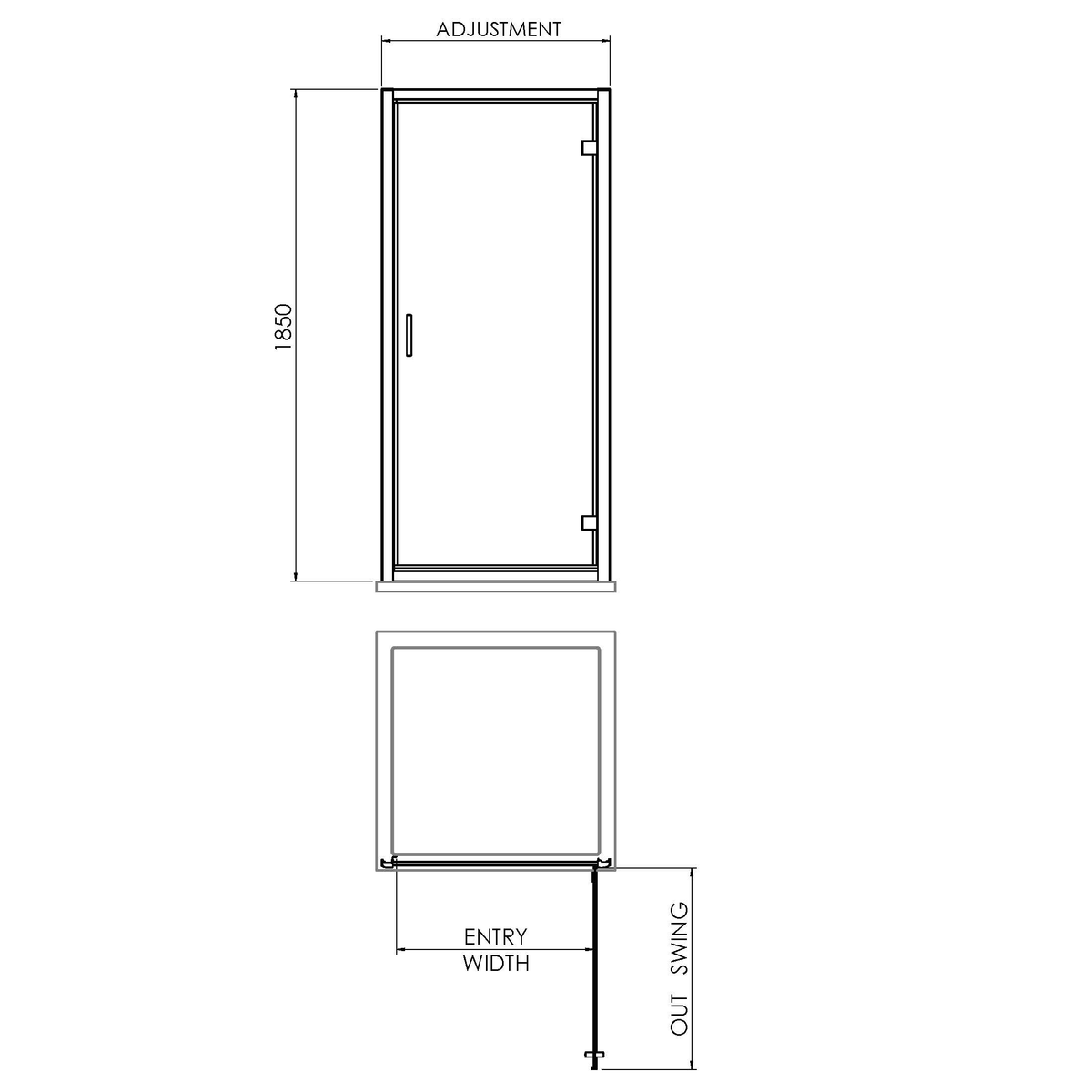 Fairford 6mm Matt Black Hinged Shower Door-760mm