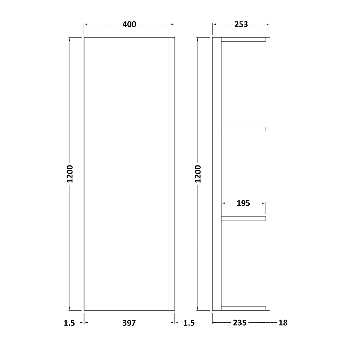 Fairford Finesse 400mm Satin Grey Tall Cupboard