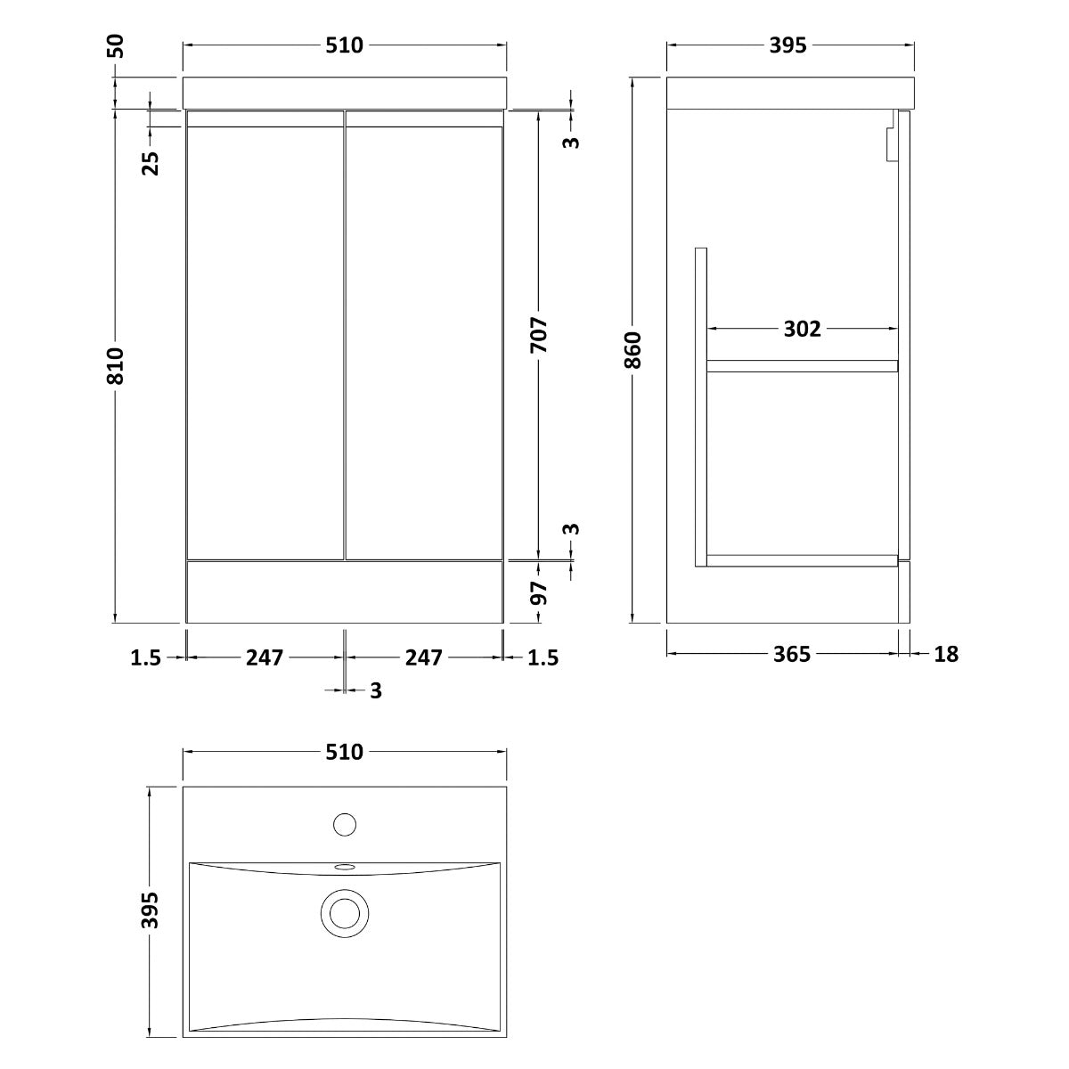 Fairford Finesse 500mm Satin Blue Floor Standing Vanity Unit