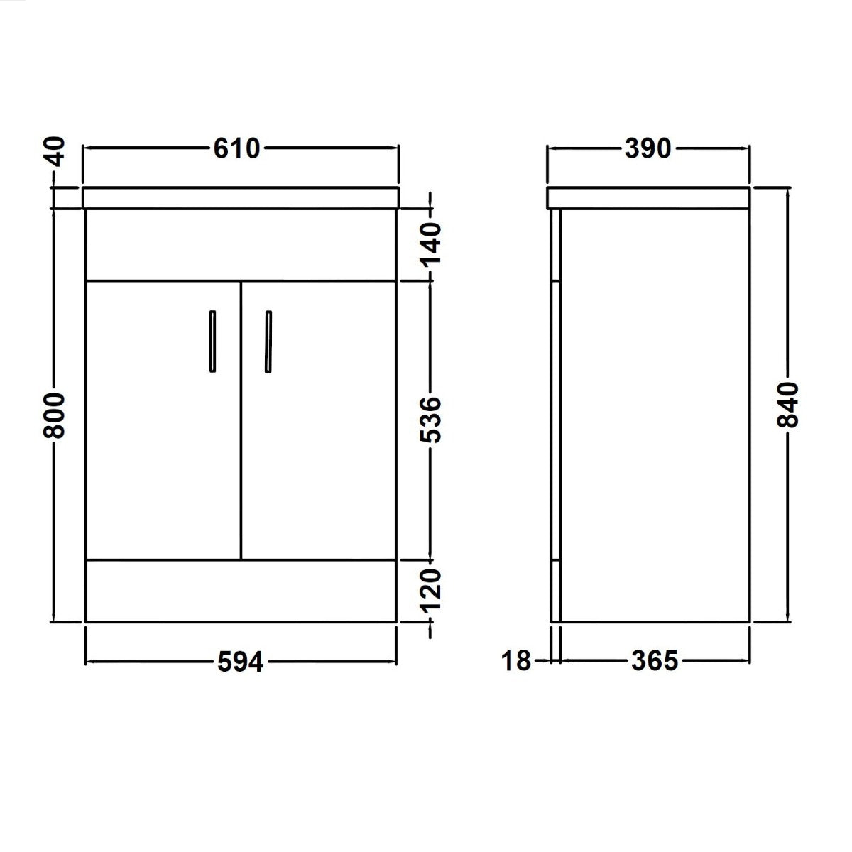 Fairford Kingsly Gloss White 600mm Floor Standing Vanity Unit
