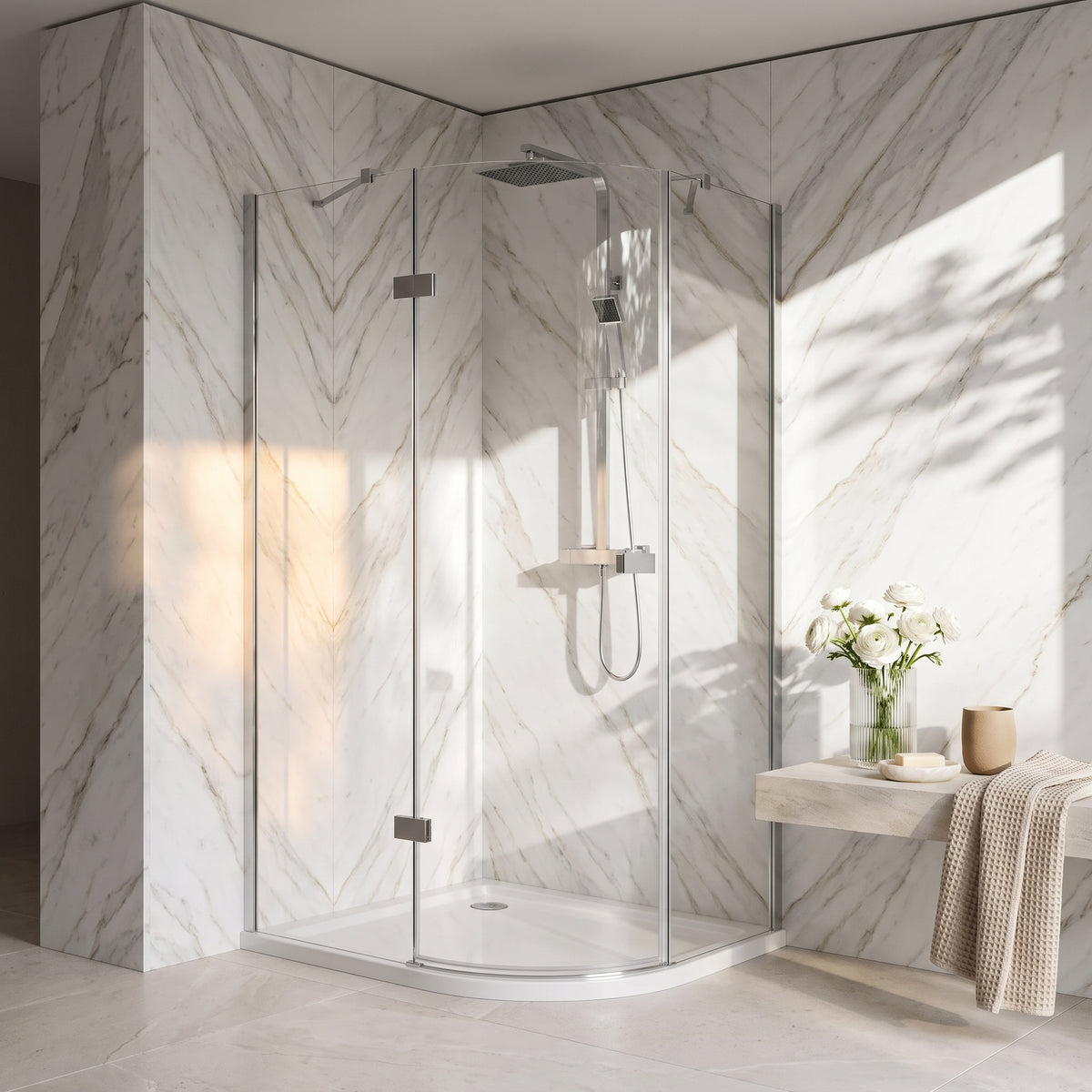 Fairford 8mm Frameless 1200 x 800mm Chrome Offset Quadrant Enclosure