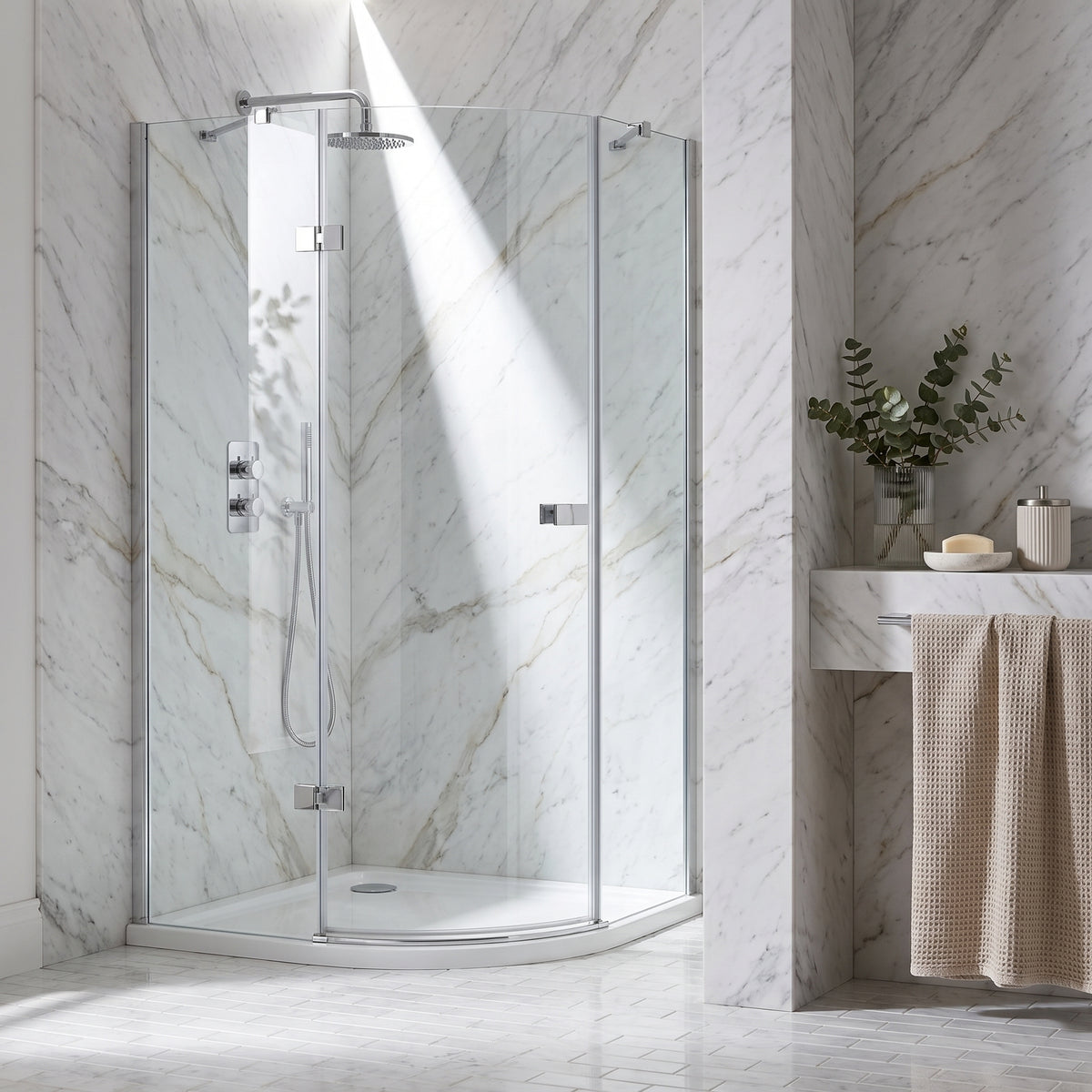 Fairford 8mm Frameless 1200 x 900mm Chrome Offset Quadrant Enclosure