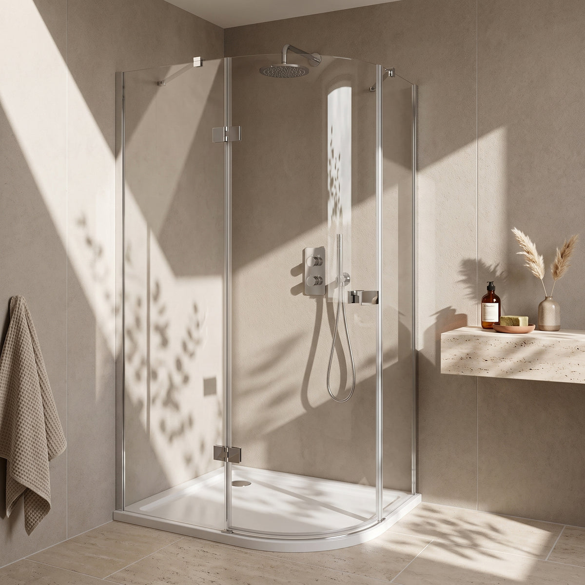 Fairford 8mm Frameless 1200 x 900mm Chrome Offset Quadrant Enclosure