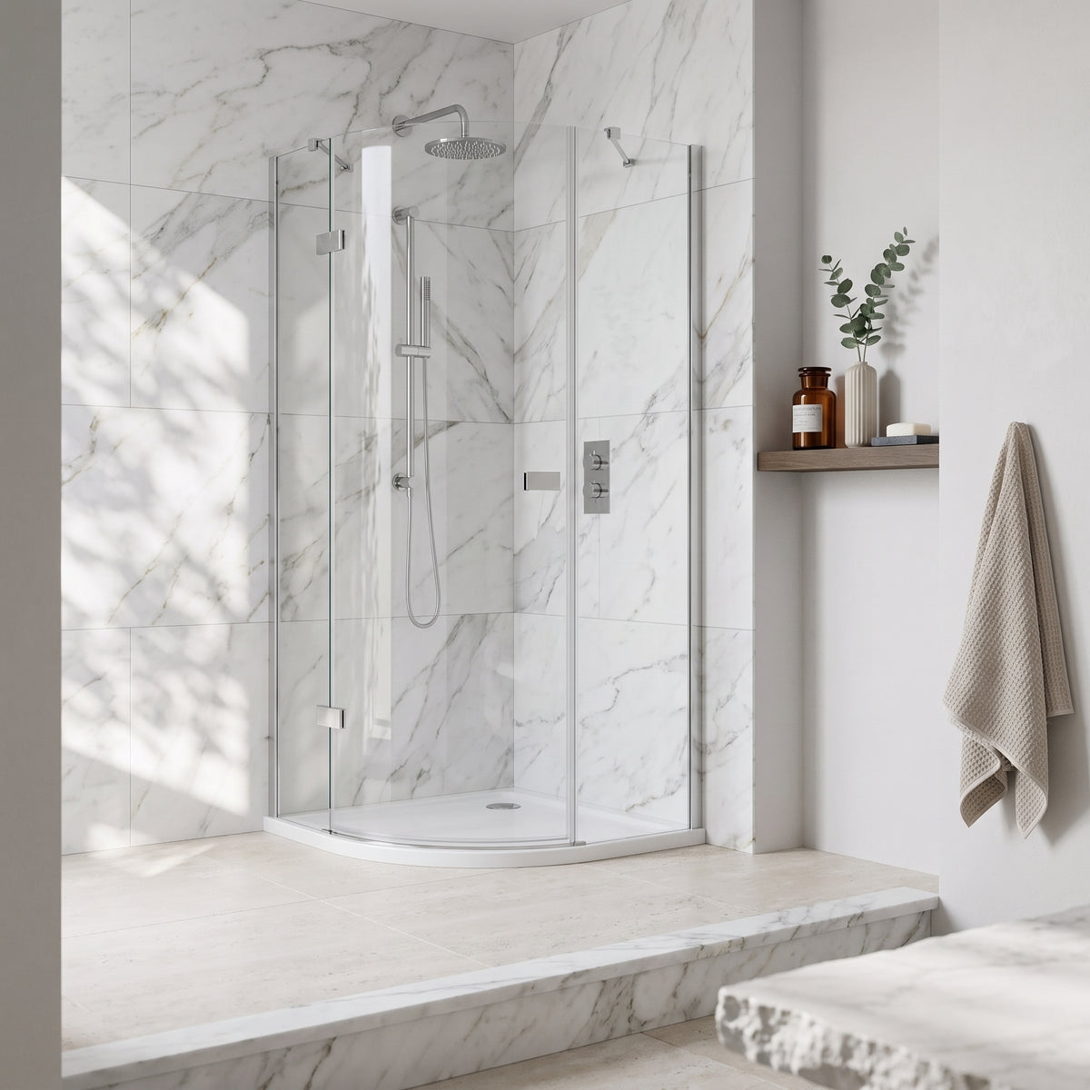 Fairford 8mm Frameless 800 x 800mm Chrome Quadrant Enclosure