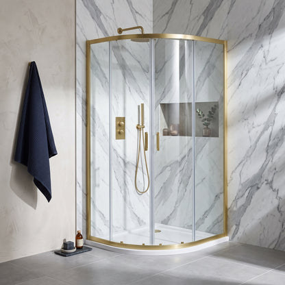 Fairford 6mm 1000 x 800mm Brushed Brass Quadrant Shower Enclosure