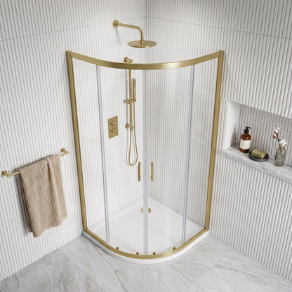Fairford 6mm, 800 x 800mm Brushed Brass Quadrant Enclosure