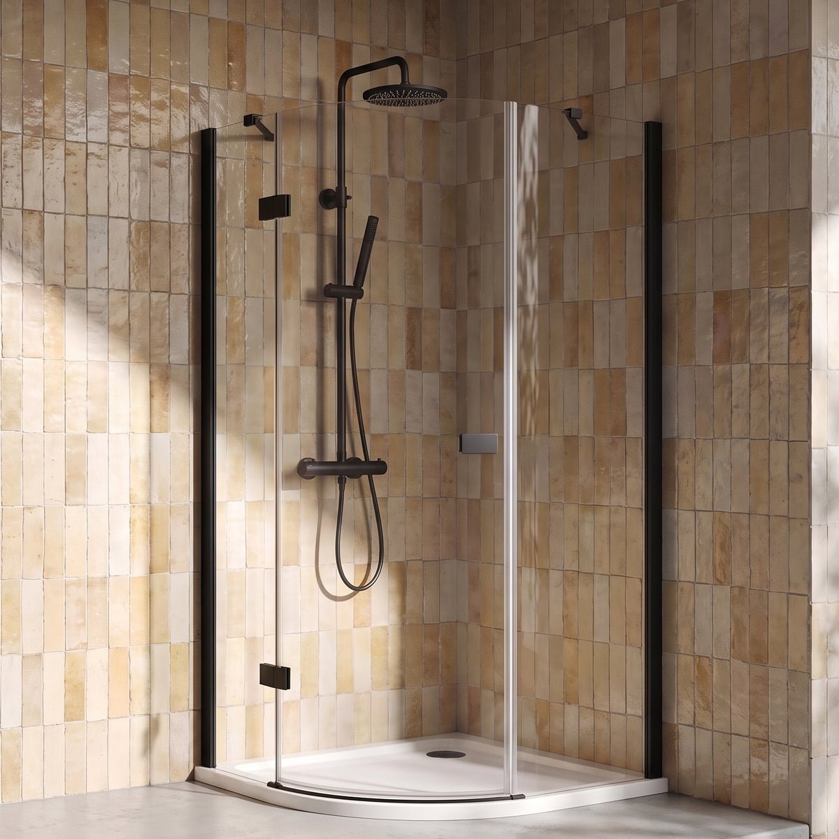 Fairford 8mm Frameless 900 x 900mm Matt Black Quadrant Enclosure