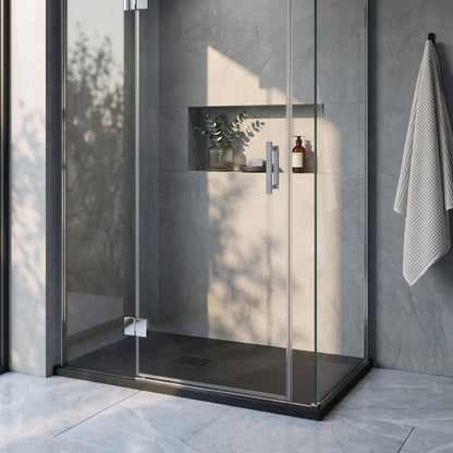 Fairford Rectangular Black Slate Shower Tray, Center Waste-1200mm x 800mm