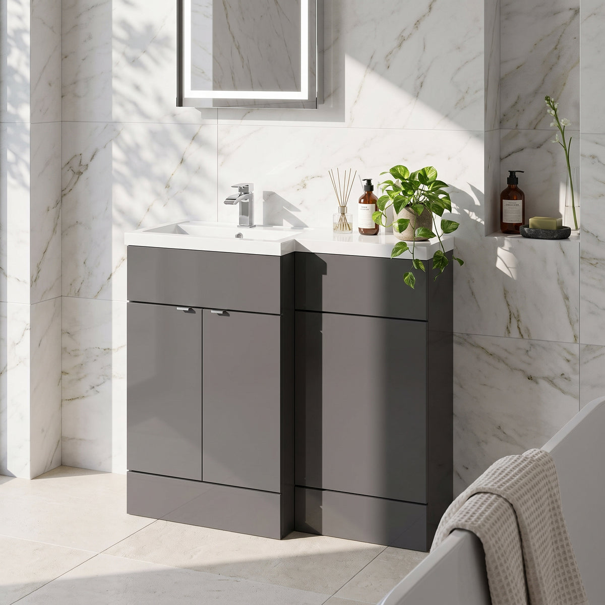 Fairford 1100mm Grey Gloss Left Hand Pack