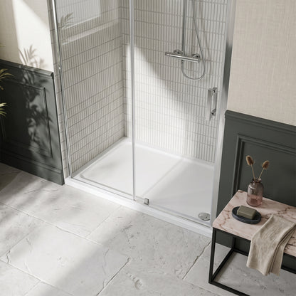 Fairford 1400 X 700mm Rectangular Shower Tray, Corner Waste