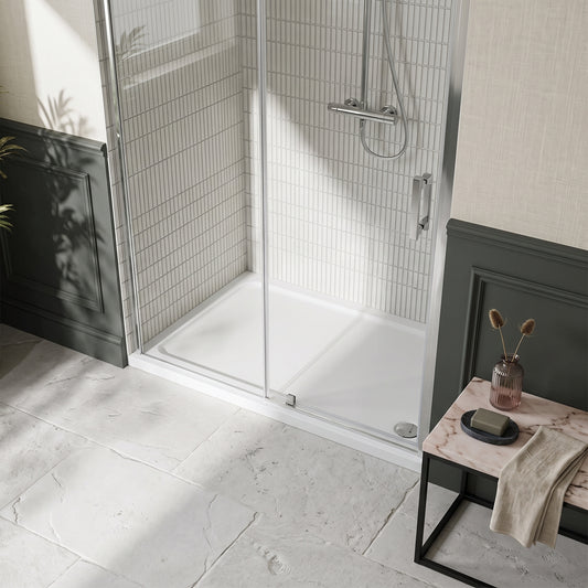 Fairford 1400 X 700mm Rectangular Shower Tray, Corner Waste
