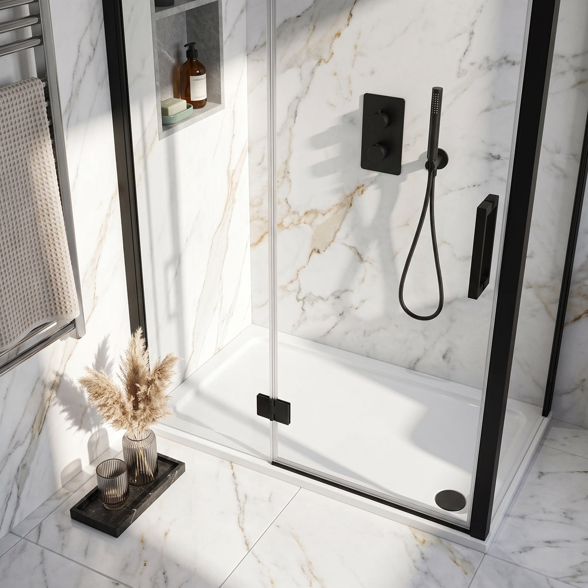 Fairford 1500 X 700mm Rectangular Shower Tray, Corner Waste