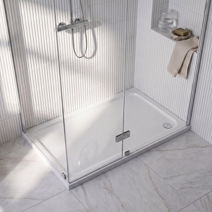 Fairford 1400 X 800mm Rectangular Shower Tray, Corner Waste