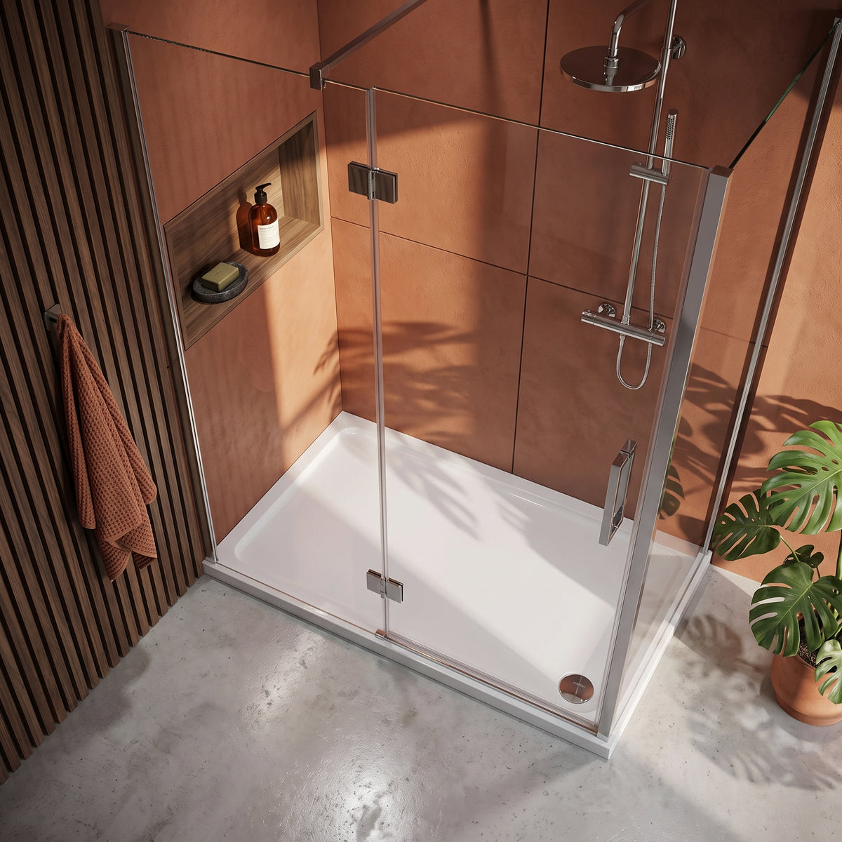 Fairford 1400 X 900mm Rectangular Shower Tray, Corner Waste