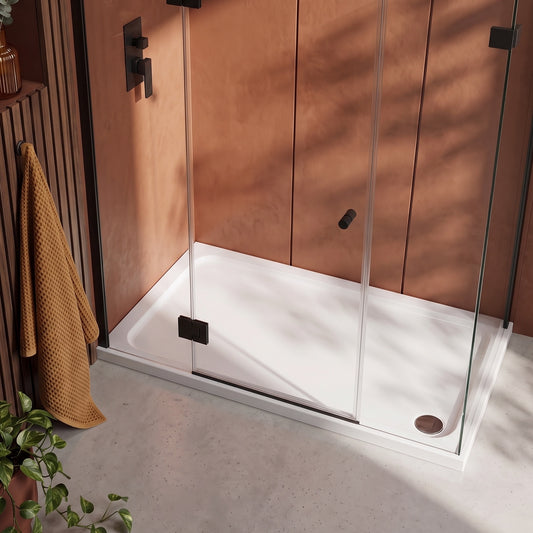 Fairford 1600 x 760mm Rectangular Shower Tray, Corner Waste