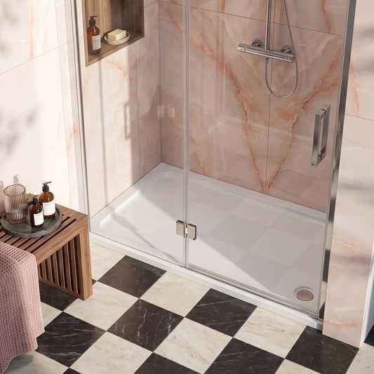 Fairford 1600 X 800mm Rectangular Shower Tray, Corner Waste