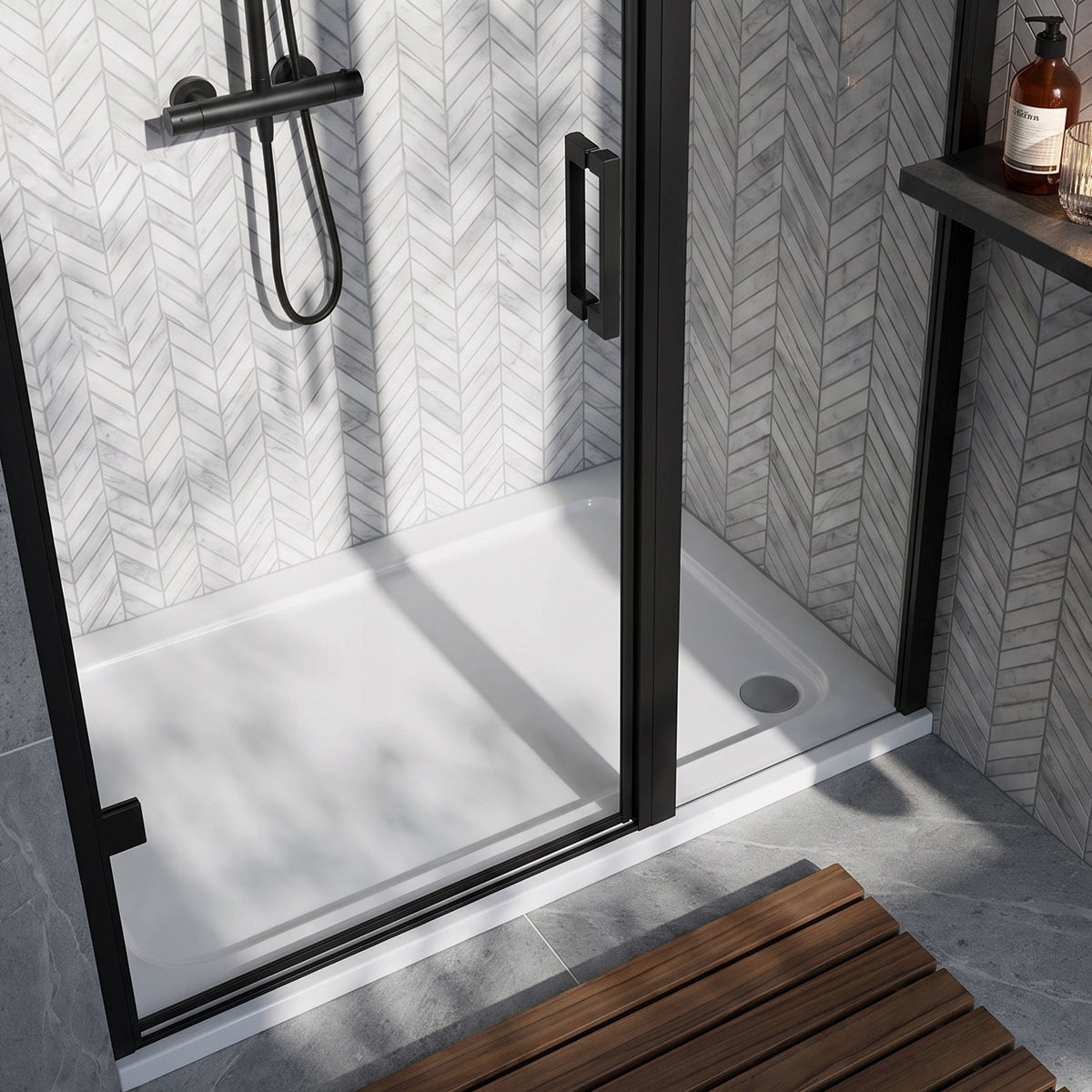 Fairford 1700 X 800mm Rectangular Shower Tray, Corner Waste