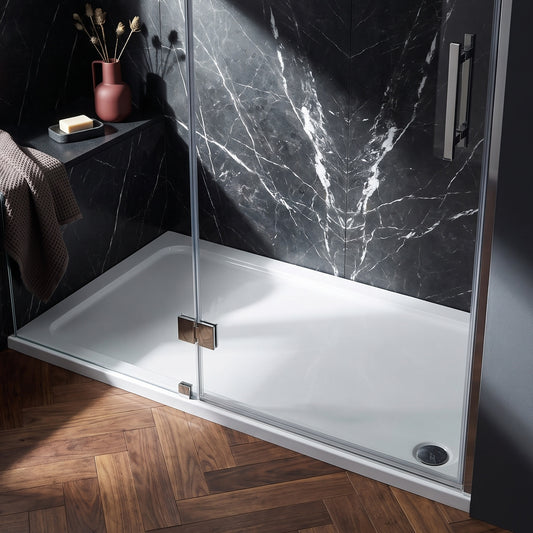 Fairford 1700 x 900mm Rectangular Shower Tray, Corner Waste