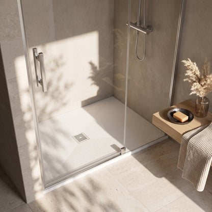Fairford Rectangular White Slate Shower Tray, Center Waste-1600mm x 800mm