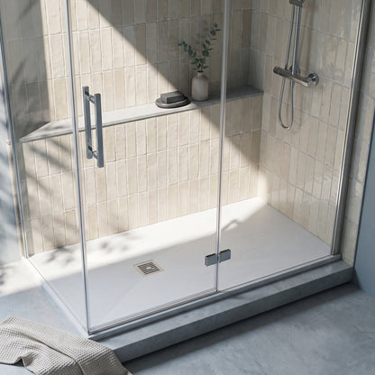 Fairford Rectangular White Slate Shower Tray, Center Waste-1400mm x 800mm