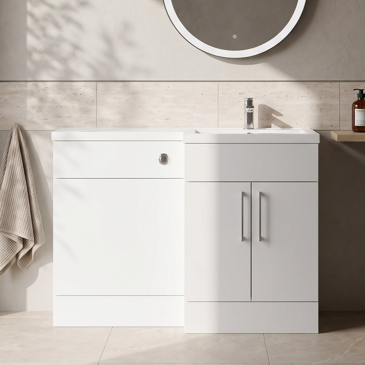Fairford Union Gloss White 1200mm L Shape Right Hand Combination Pack