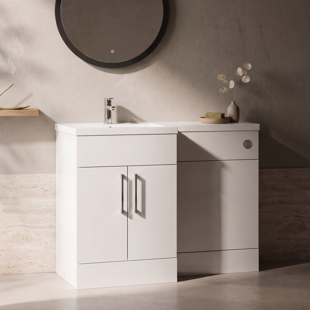 Fairford Union Gloss White 1200mm L Shape Left Hand Combination Pack