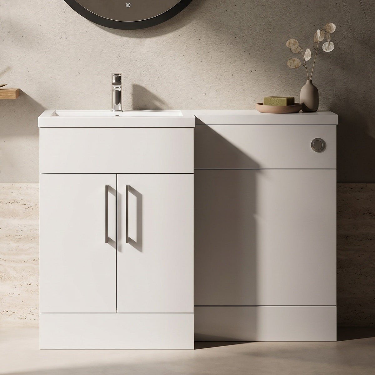 Fairford Union Gloss White 1200mm L Shape Left Hand Combination Pack