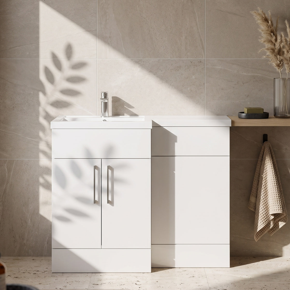 Fairford Union Gloss White 1100mm L Shape Left Hand Combination Pack