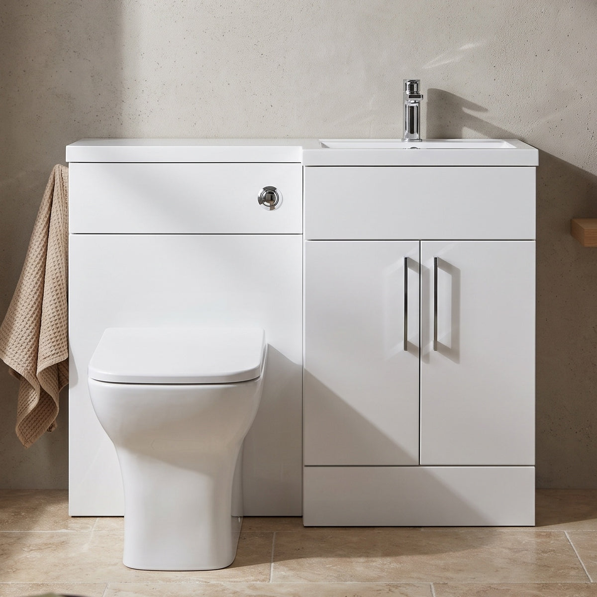 Fairford Union Gloss White 1100mm L Shape Right Hand Combination Pack