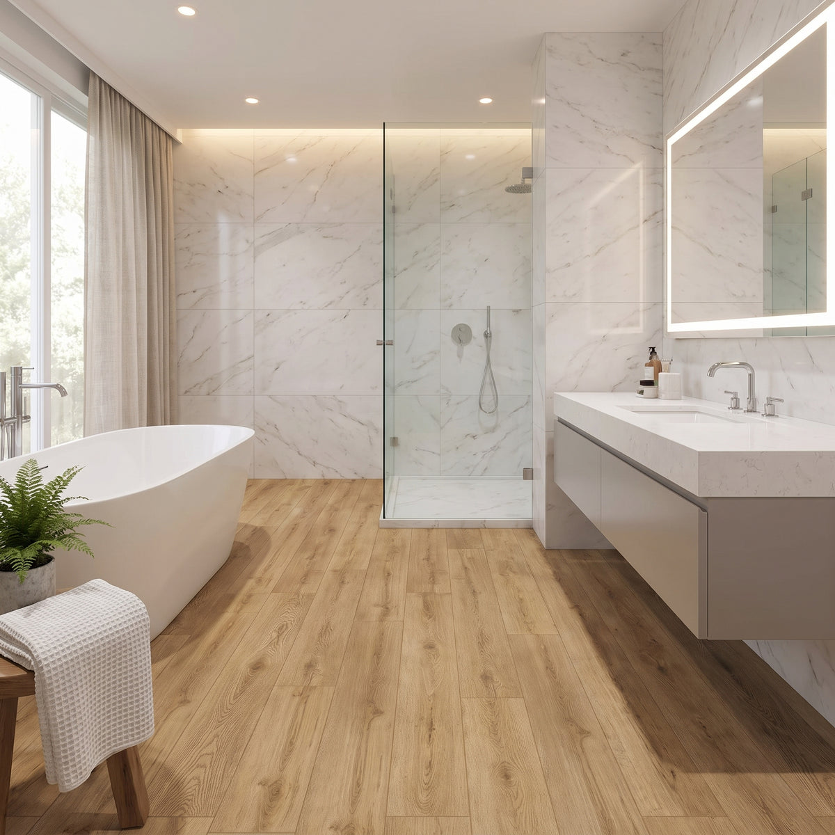 Rivato Natural Oak 1220 x 183mm Solidcore Waterproof Click Flooring Planks (Pack of 8) - 1.79m Per Pack