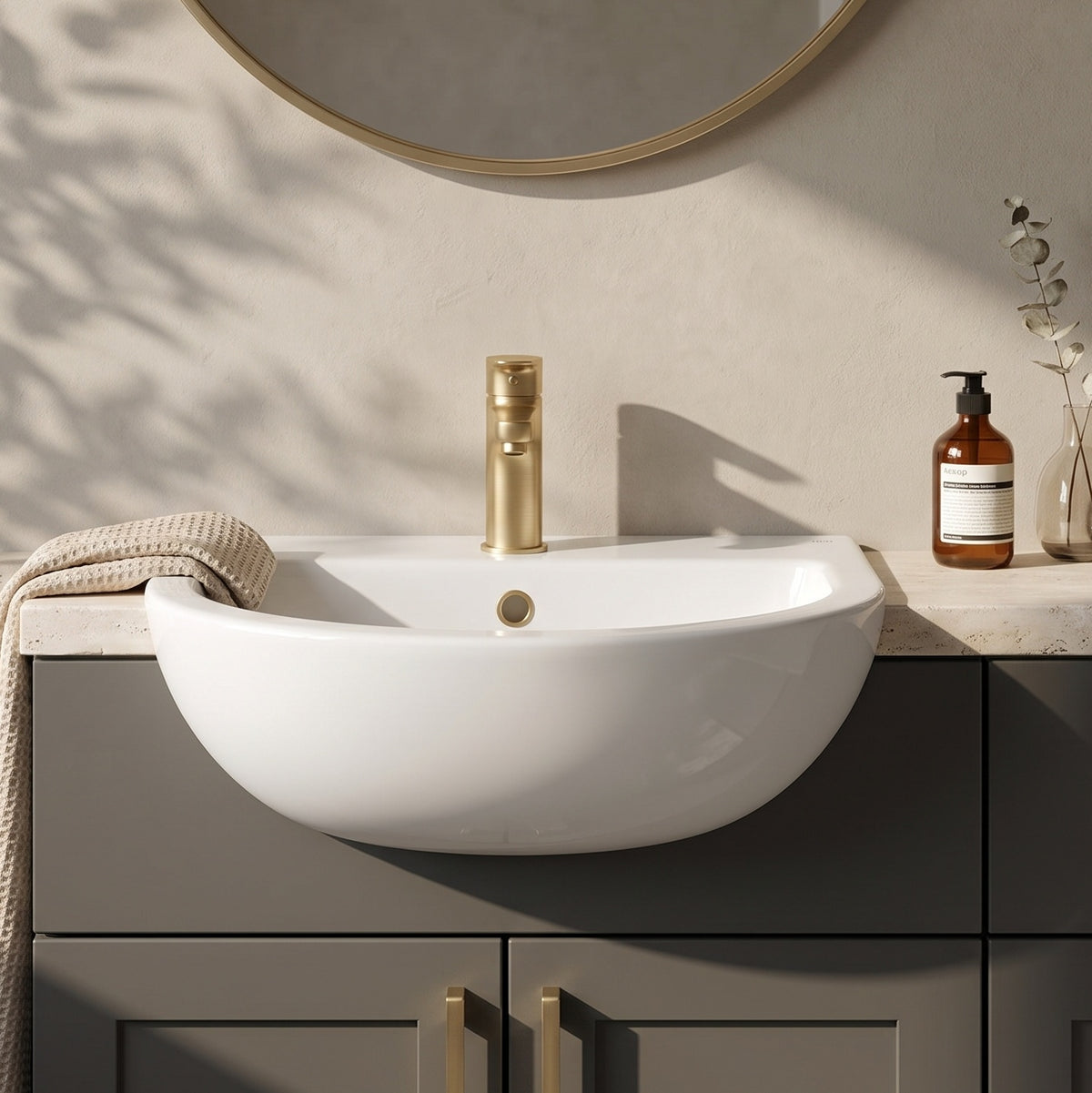 Fairford Natta 400mm, 1TH Semi Recessed Basin
