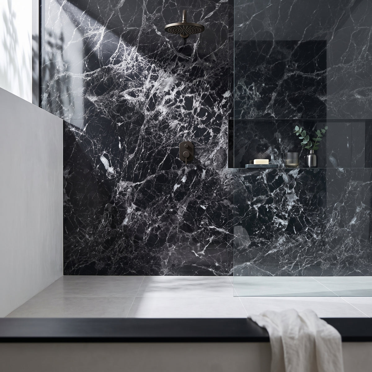 Hydraset Black Marble Gloss 1200 x 2400 Setlock Wall Panel