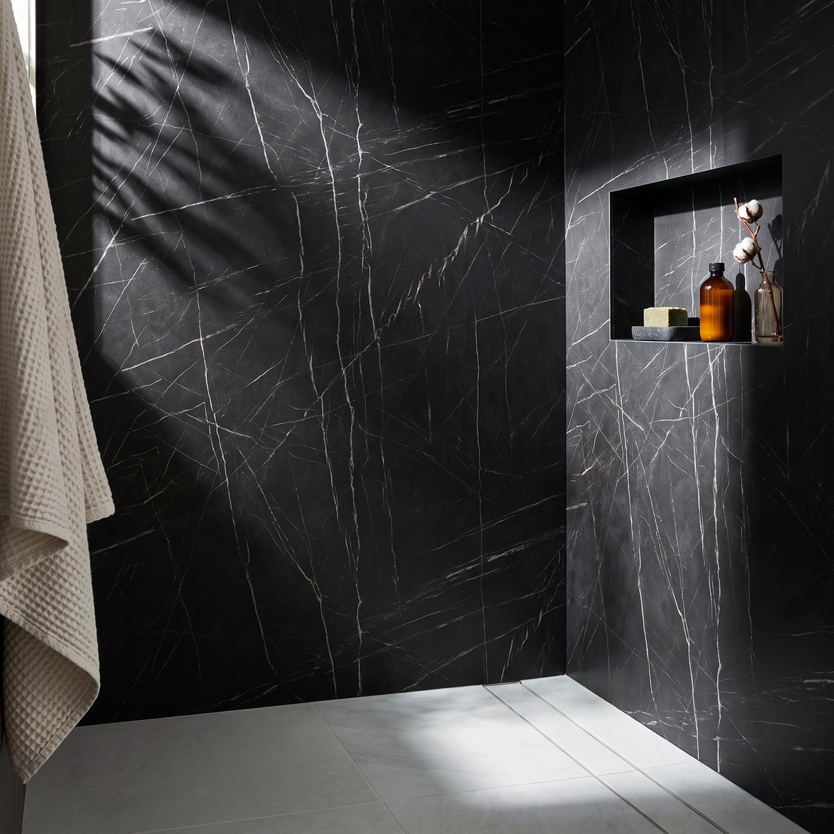 Hydraset Black Pietra 1200 x 2400 Square Edge Wall Panel