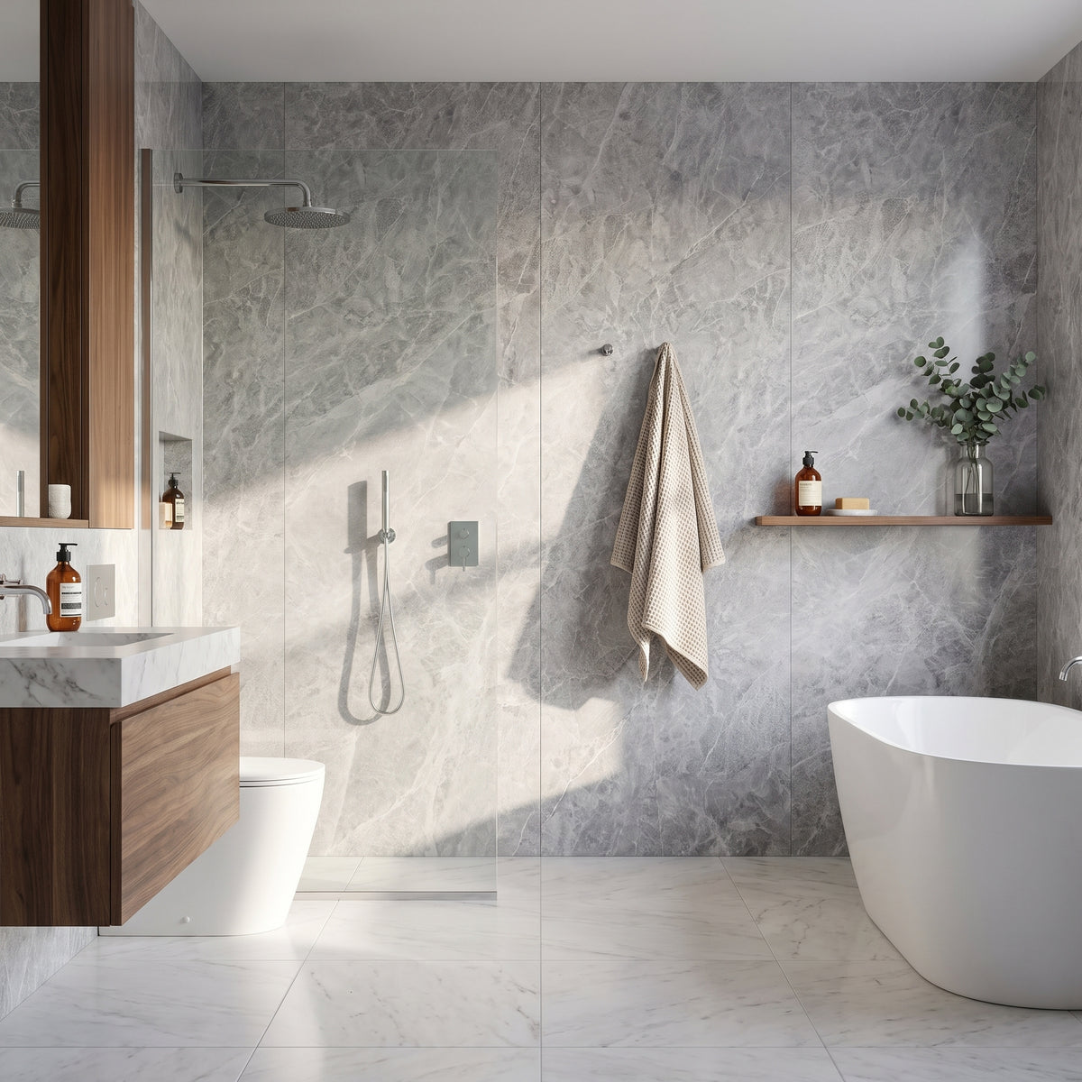 Hydraset Essentials Bardiglio Marble 2 pack Wall Panels 1000x2400mm