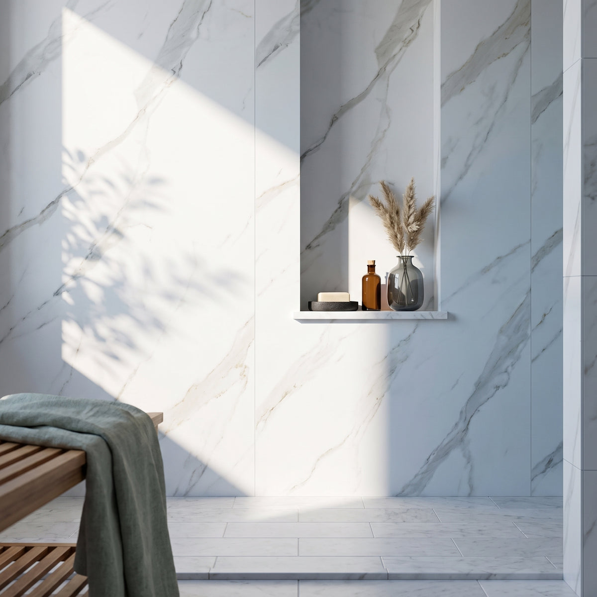 Hydraset Essentials Matt Carrara Marble 2 Pack PVC Wall Panels 1000x2400mm